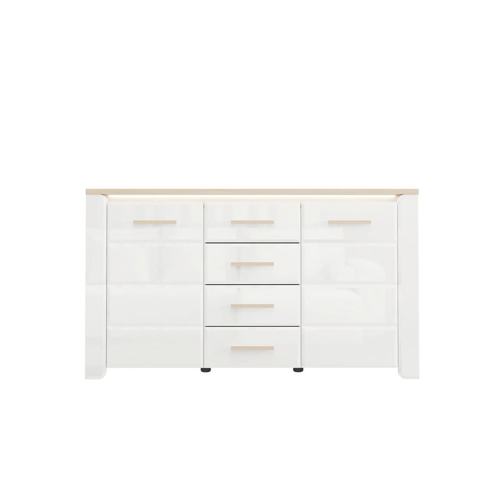 Carryhome KOMODA, bílá, dub bianco, 154/88/40 cm