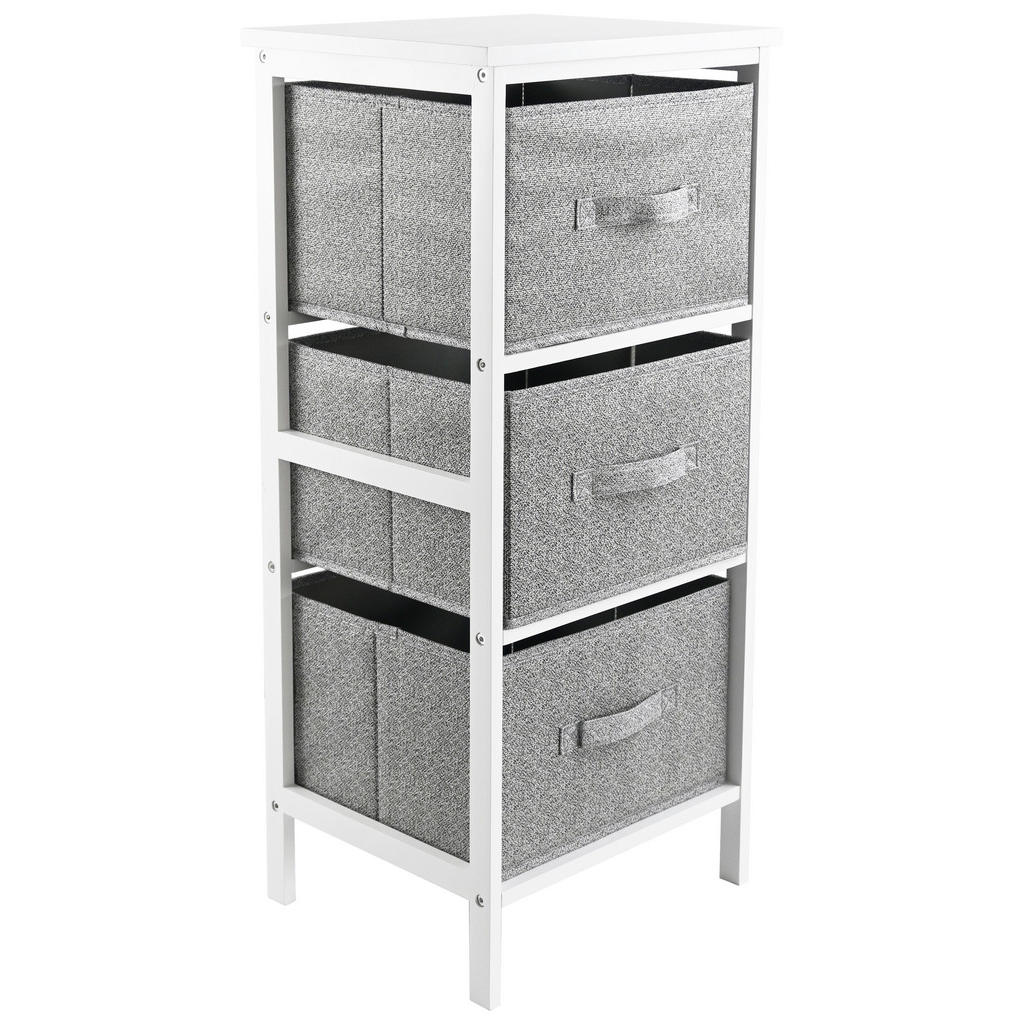 Carryhome KOMODA, borovice, bílá, šedá, 37/80/30 cm