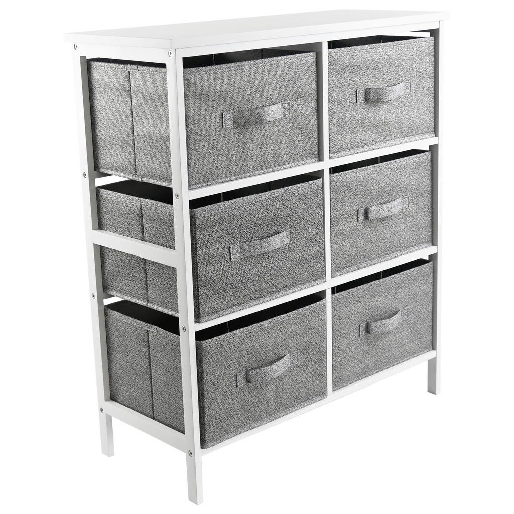 Carryhome KOMODA, borovice, bílá, šedá, 70/80/30 cm