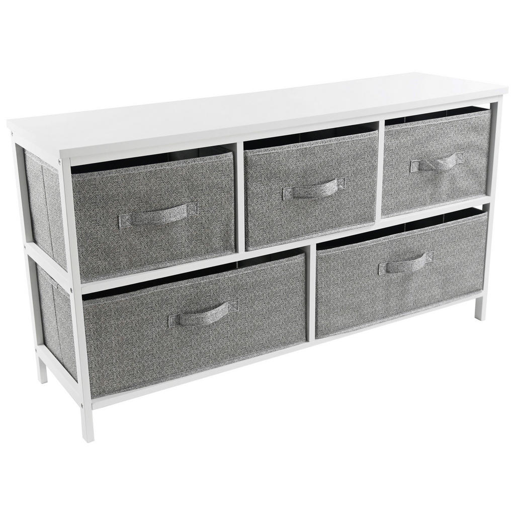 Carryhome KOMODA, borovice, šedá, bílá, 101/55/30 cm