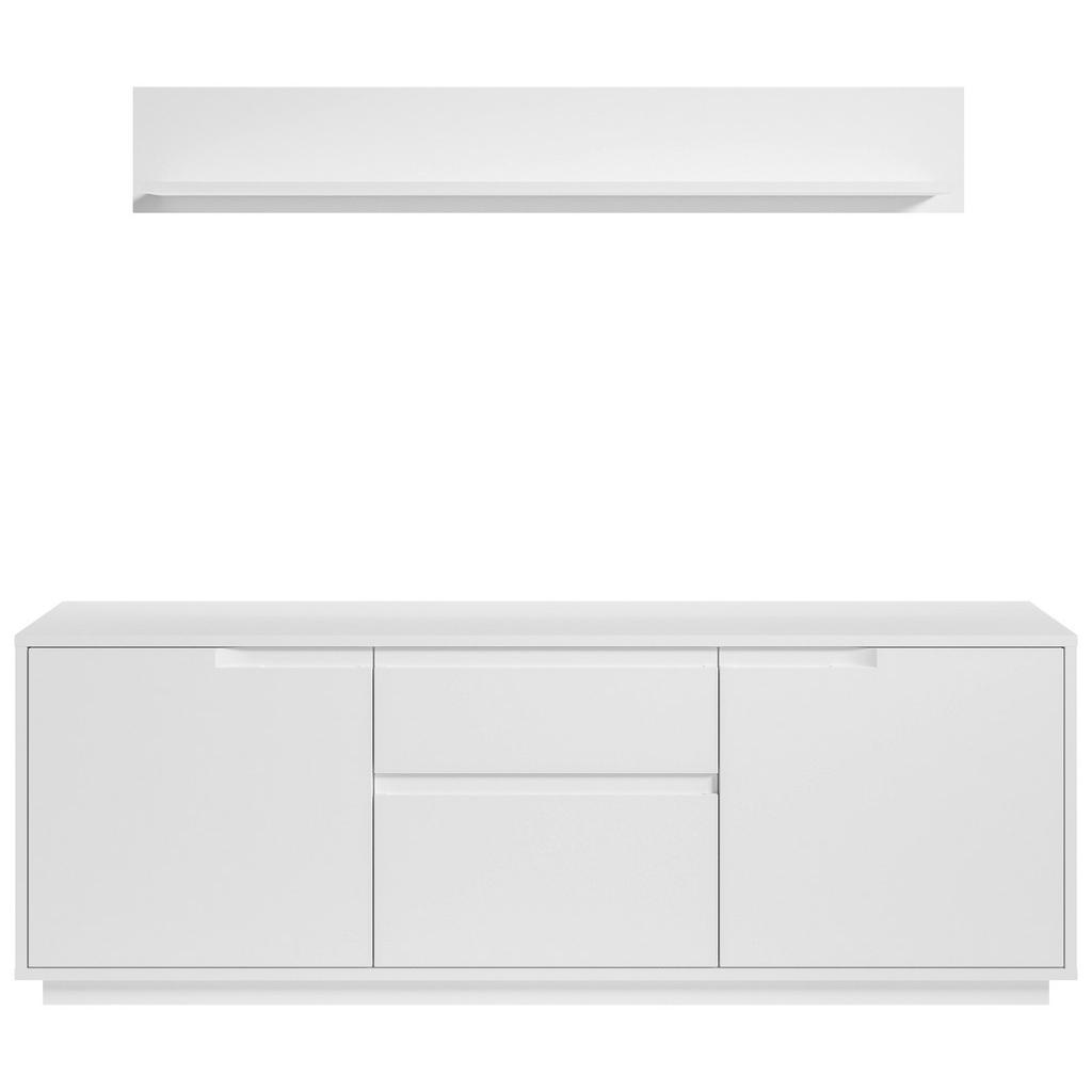 Carryhome KOMODA POD TELEVIZI, bílá, 169/60/38 cm