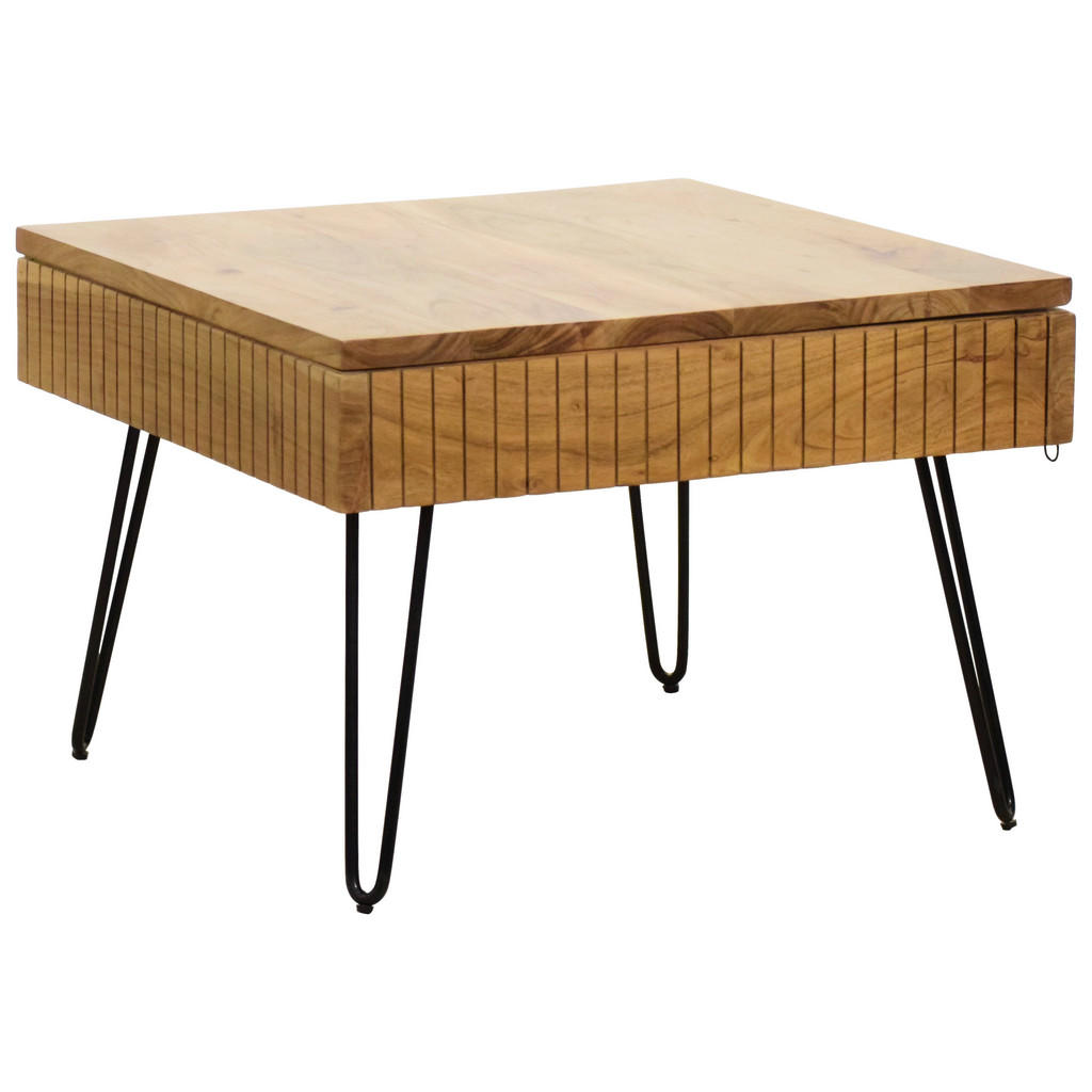 Carryhome KONFERENČNÍ STOLEK, barvy akácie, černá, kov, dřevo, 70/70/45 cm