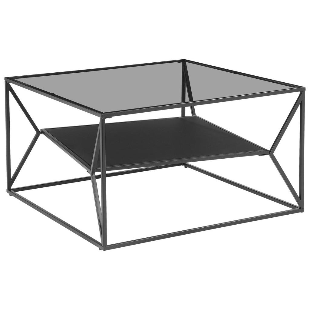 Carryhome KONFERENČNÍ STOLEK, šedá, černá, kov, sklo, 75/75/43 cm