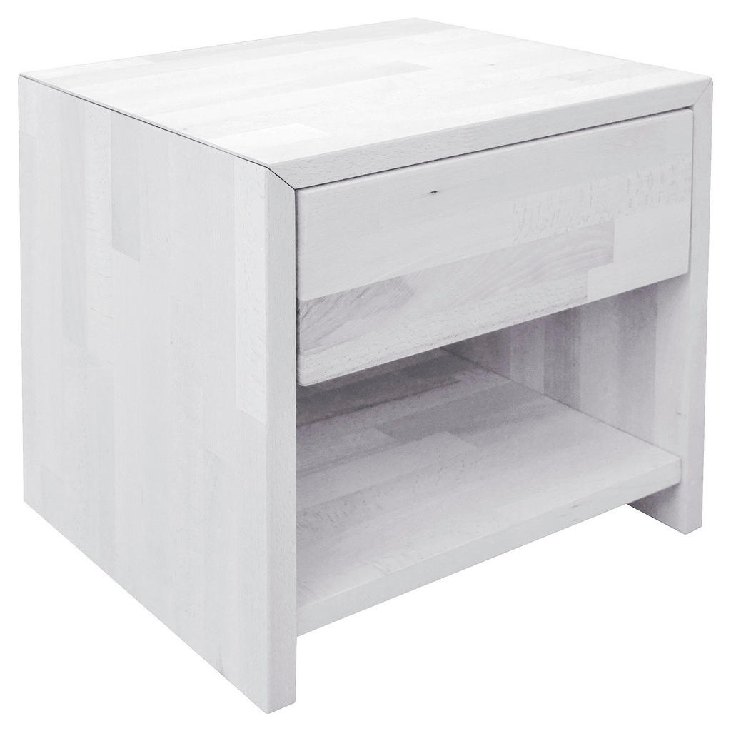 Carryhome NOČNÍ STOLEK, buk, bílá, 45/45/35 cm