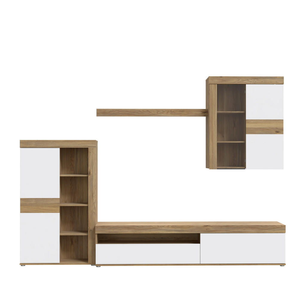 Carryhome OBÝVACÍ STĚNA barvy dubu, světle šedá