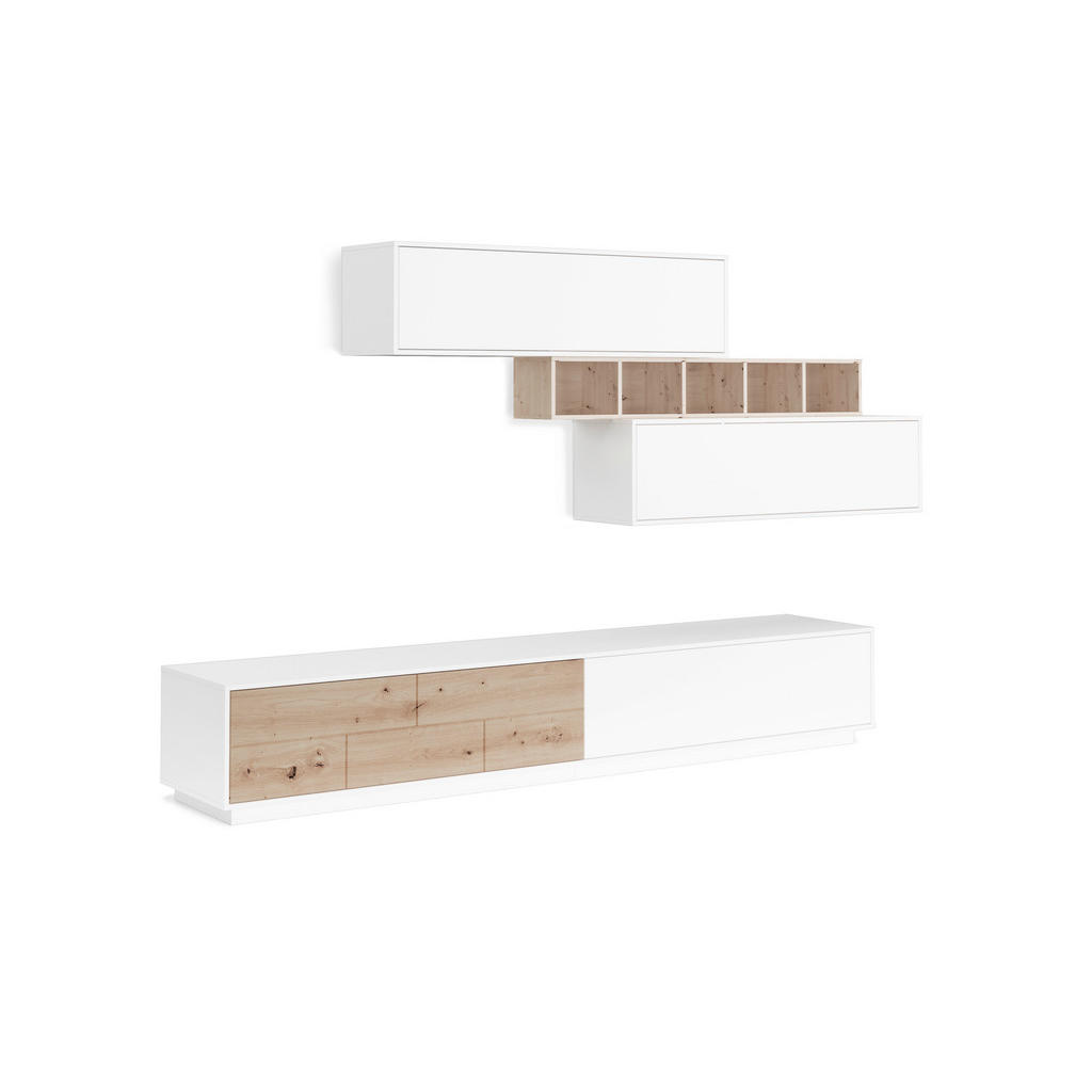 Carryhome OBÝVACÍ STĚNA bílá, dub artisan