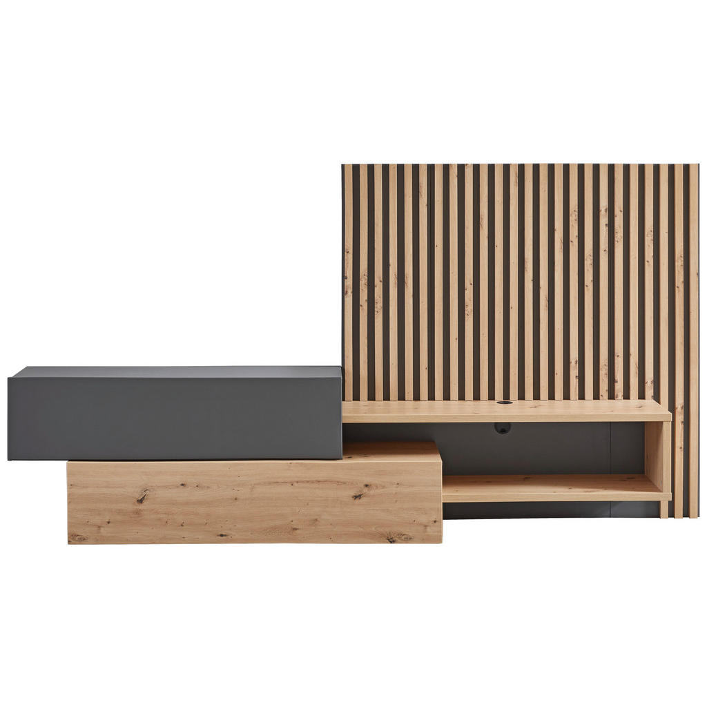 Carryhome OBÝVACÍ STĚNA šedá, dub artisan