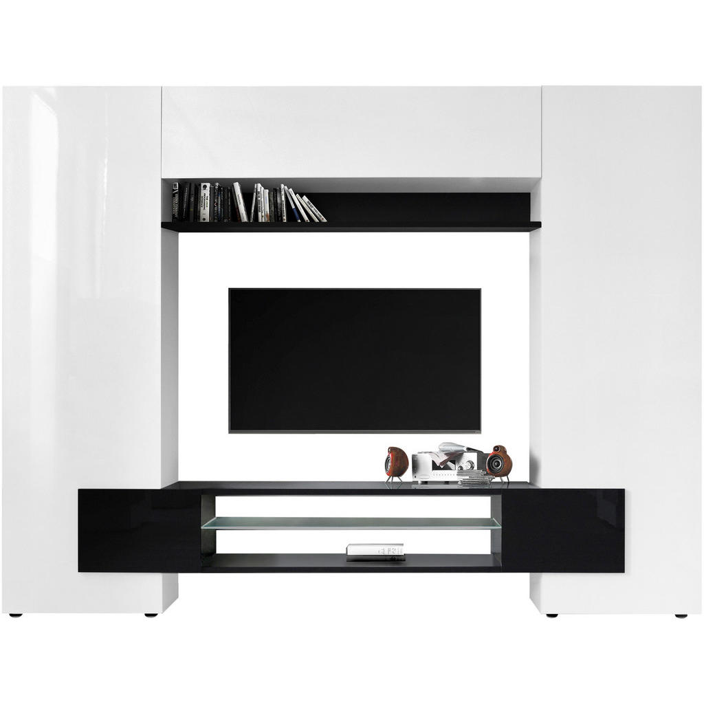 Carryhome OBÝVACÍ STĚNA vysoce lesklá černá, vysoce lesklá bílá