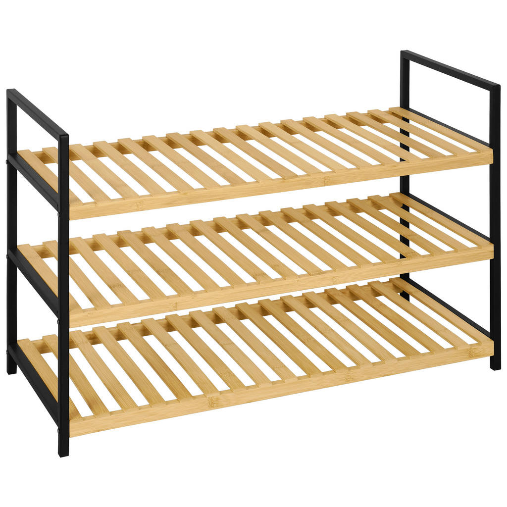 Carryhome REGÁL NA BOTY, přírodní barvy, černá, 70/48,5/30 cm