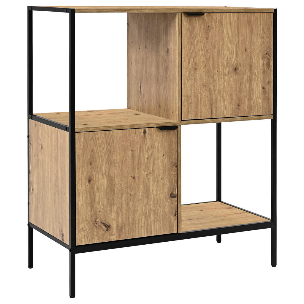 Carryhome REGÁL NA DOKUMENTY, černá, dub artisan, 84/100/40 cm