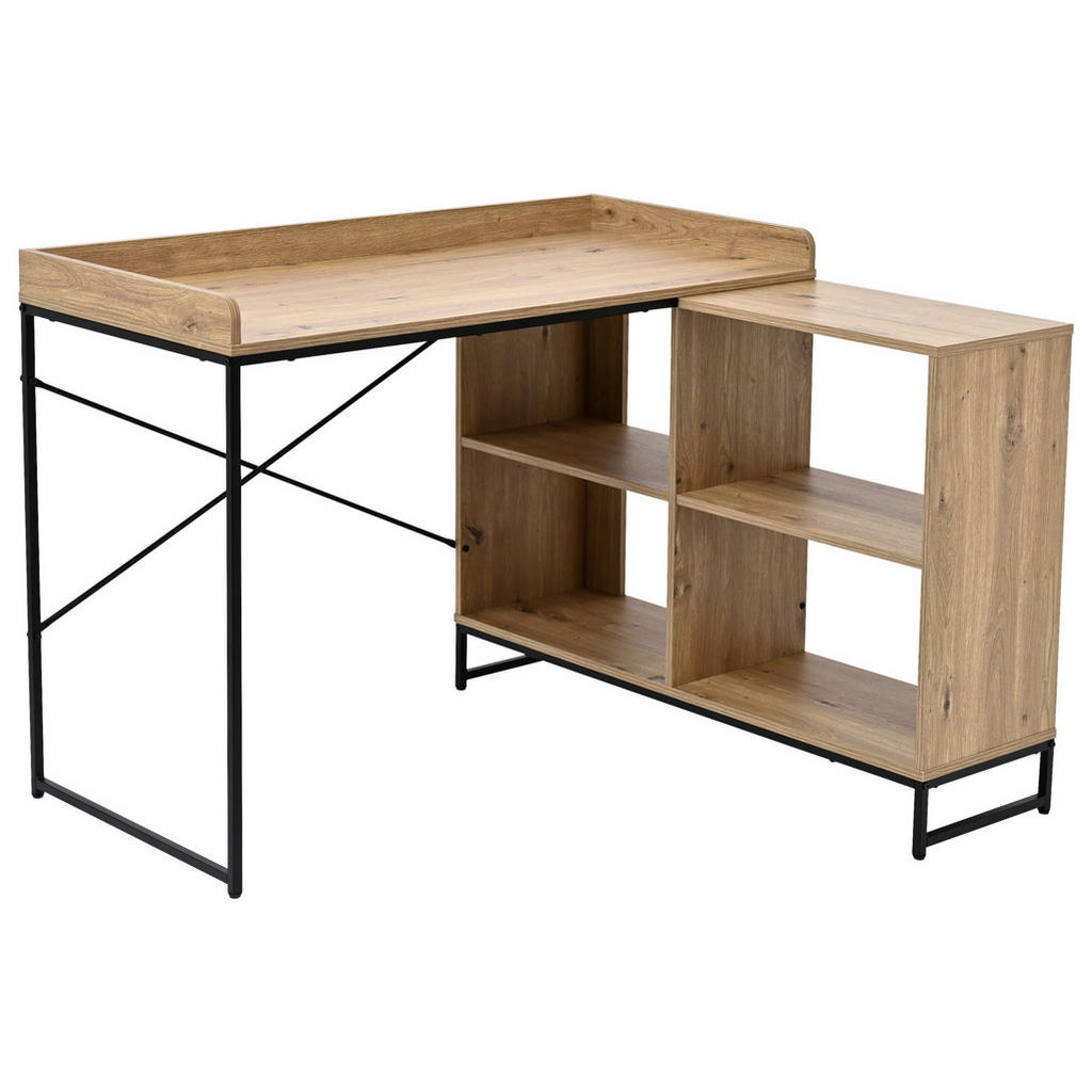 Carryhome ROHOVÝ PSACÍ STŮL, černá, dub artisan, 110/98/75-81 cm