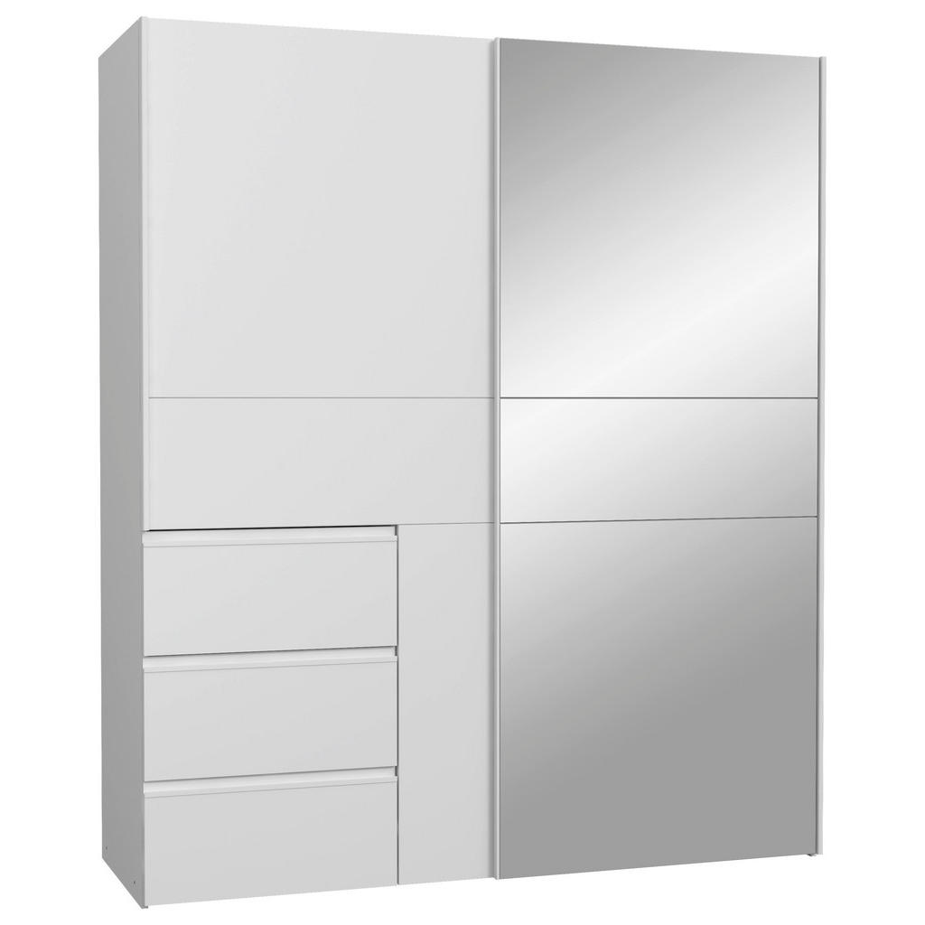 Carryhome ŠATNÍ SKŘÍŇ SE ZRCADLEM, bílá, barvy hliníku, 170/200/61 cm