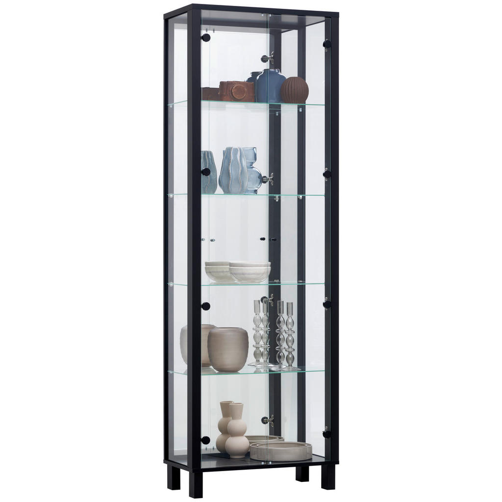 Carryhome VITRÍNA, černá, 62/189/33 cm