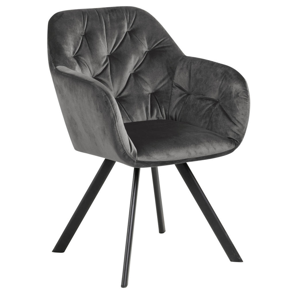 Carryhome ŽIDLE S PODRUČKAMI, samet, tmavě šedá