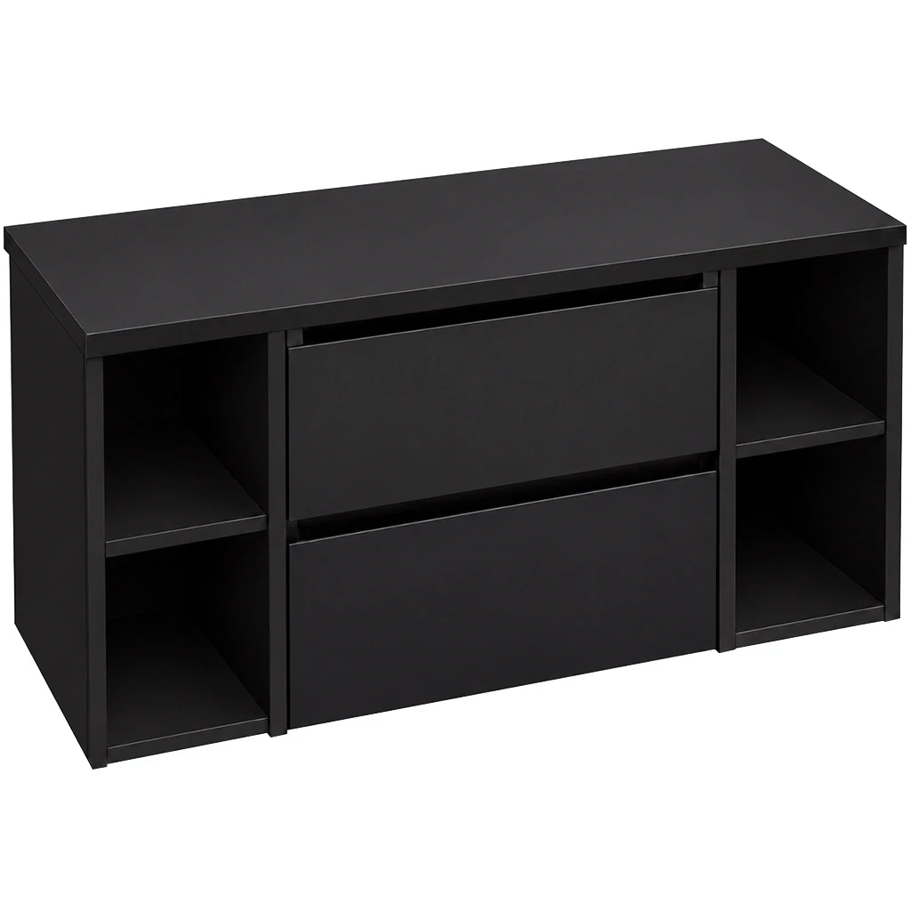 CERANO Koupelnová skříňka Carole černá matná + deska pod umyvadlo Navira Pro 36 mm 140x51,6x46  CER-600162