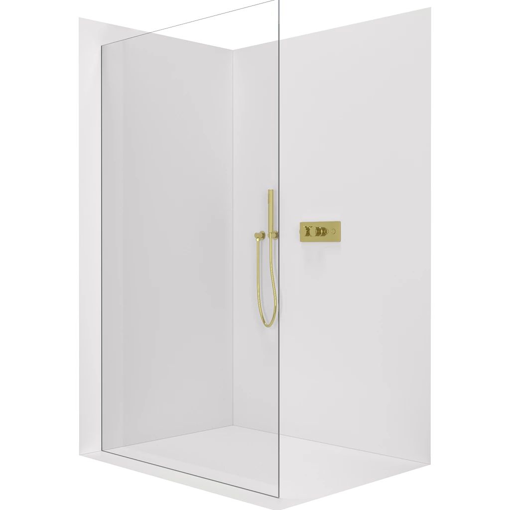 CERANO Sprchová zástěna Walk-in Crystal L/P 8 mm bezvzpěrový systém zlatá, transparentní sklo 90x200 CER-8050BD6636