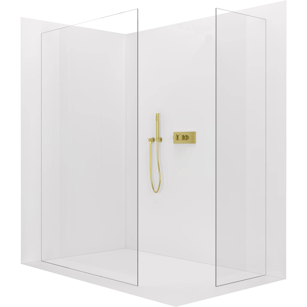 CERANO Sprchová zástěna Walk-in Crystal T L/P 8 mm bezvzpěrový systém zlatá, transparentní sklo 70x60x200 CER-8050BD5707