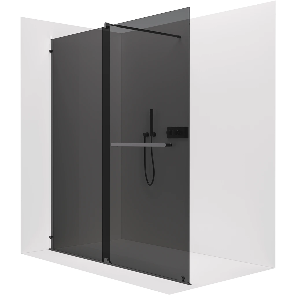 CERANO Sprchová zástěna Walk-in Medin L/P 8 mm černá matná, grafitové sklo 160x195 dvoudílná posuvná CER-478054
