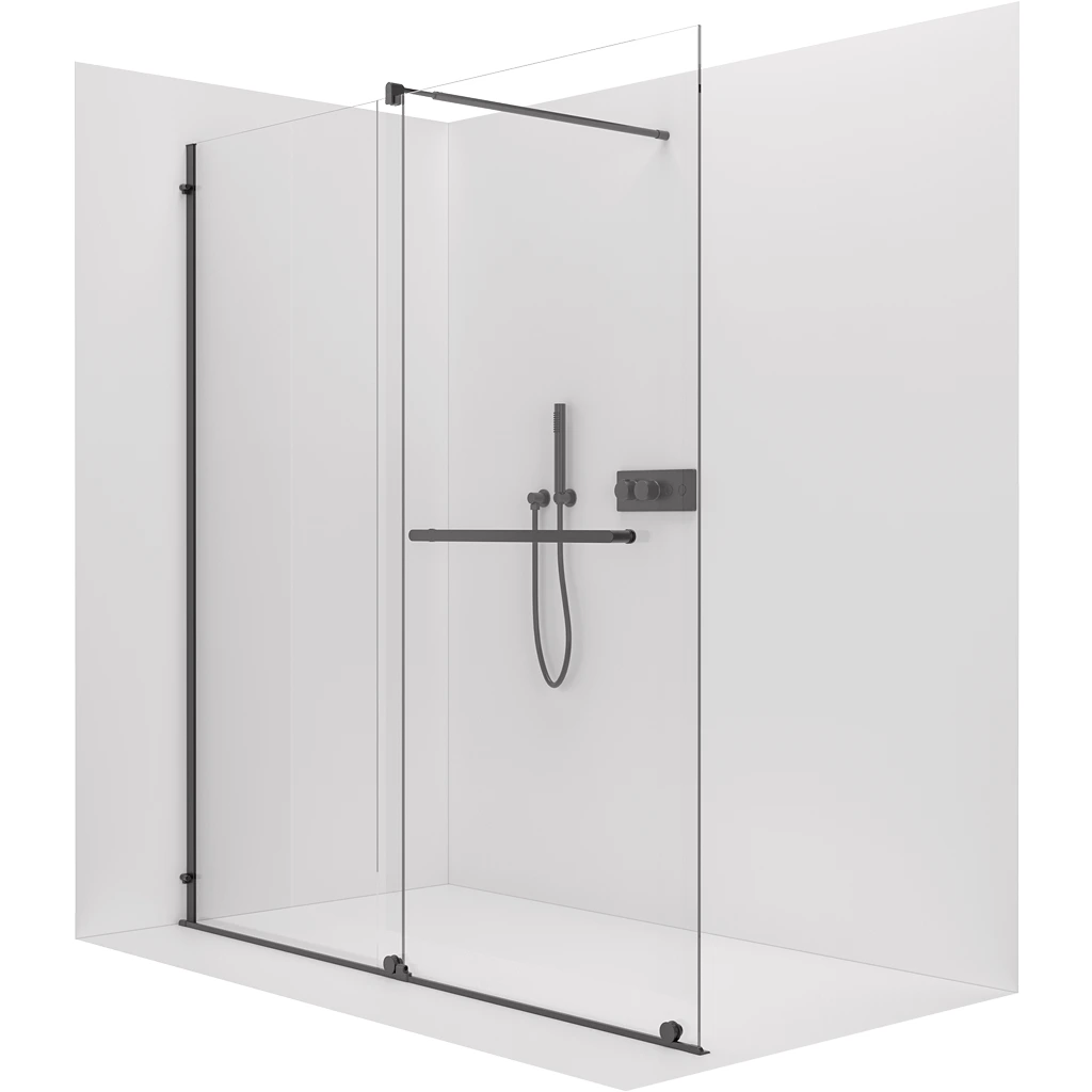 CERANO Sprchová zástěna Walk-in Medin L/P 8 mm černá matná, transparentní sklo 160x195  dvoudílná posuvná CER-478021