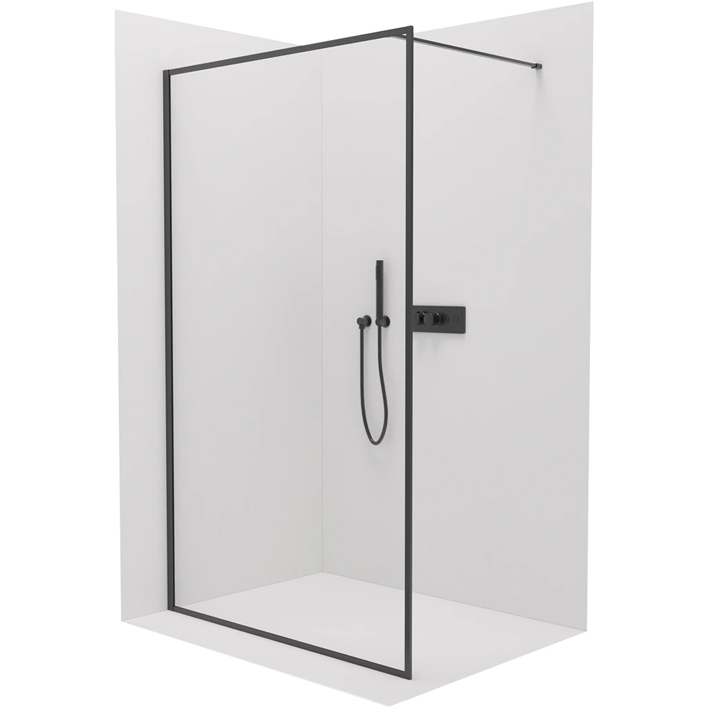 CERANO Sprchová zástěna Walk-in Moreli L/P 8 mm černá matná, transparentní sklo 80x200  CER-417605