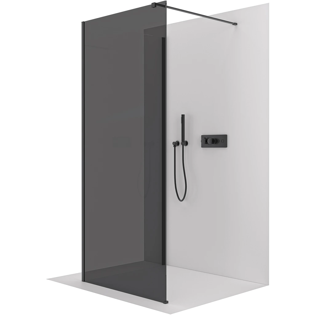 CERANO Sprchová zástěna Walk-in Onyx Corner Cube L/P 8 mm hranatá vzpěra černá matná, grafitové sklo 120x30x200  CER-8050BD72264