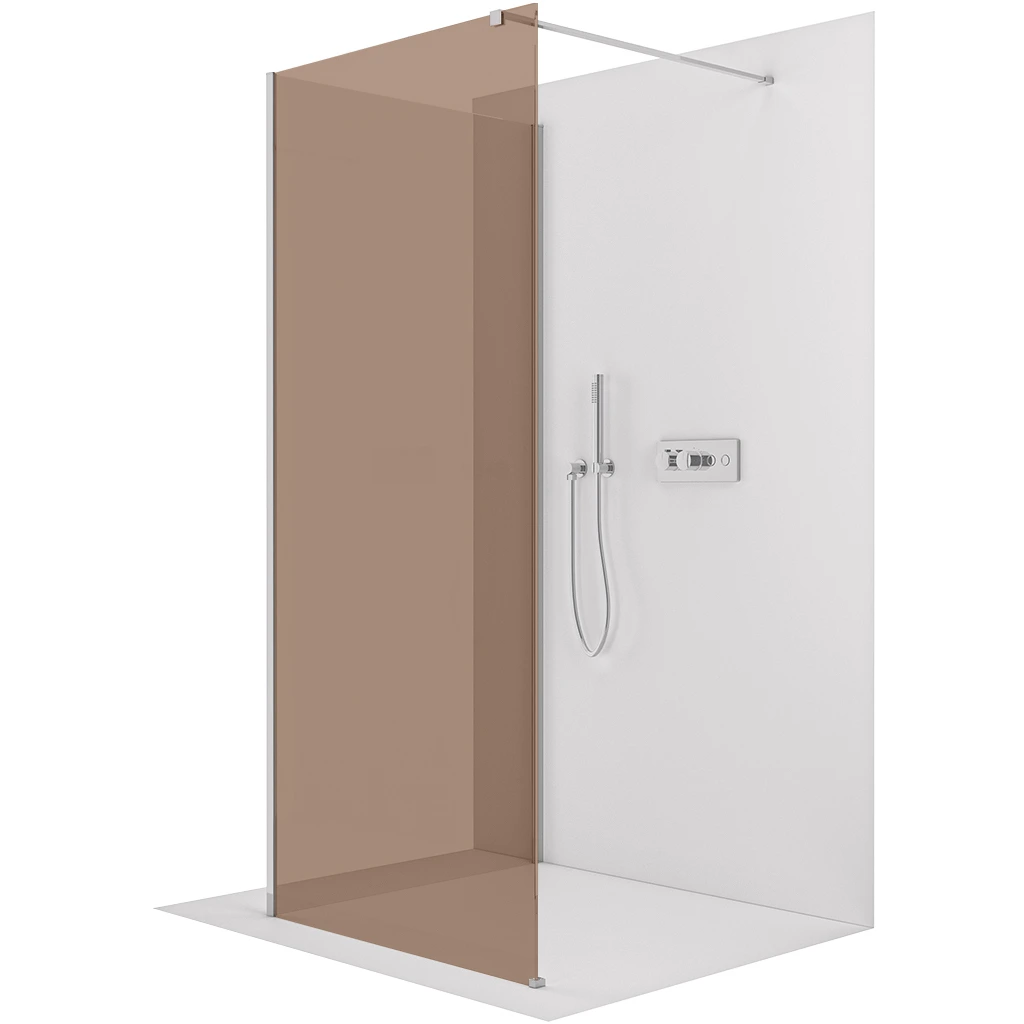 CERANO Sprchová zástěna Walk-in Onyx Corner Cube L/P 8 mm hranatá vzpěra chrom, bronzové sklo 150x110x200  CER-688435