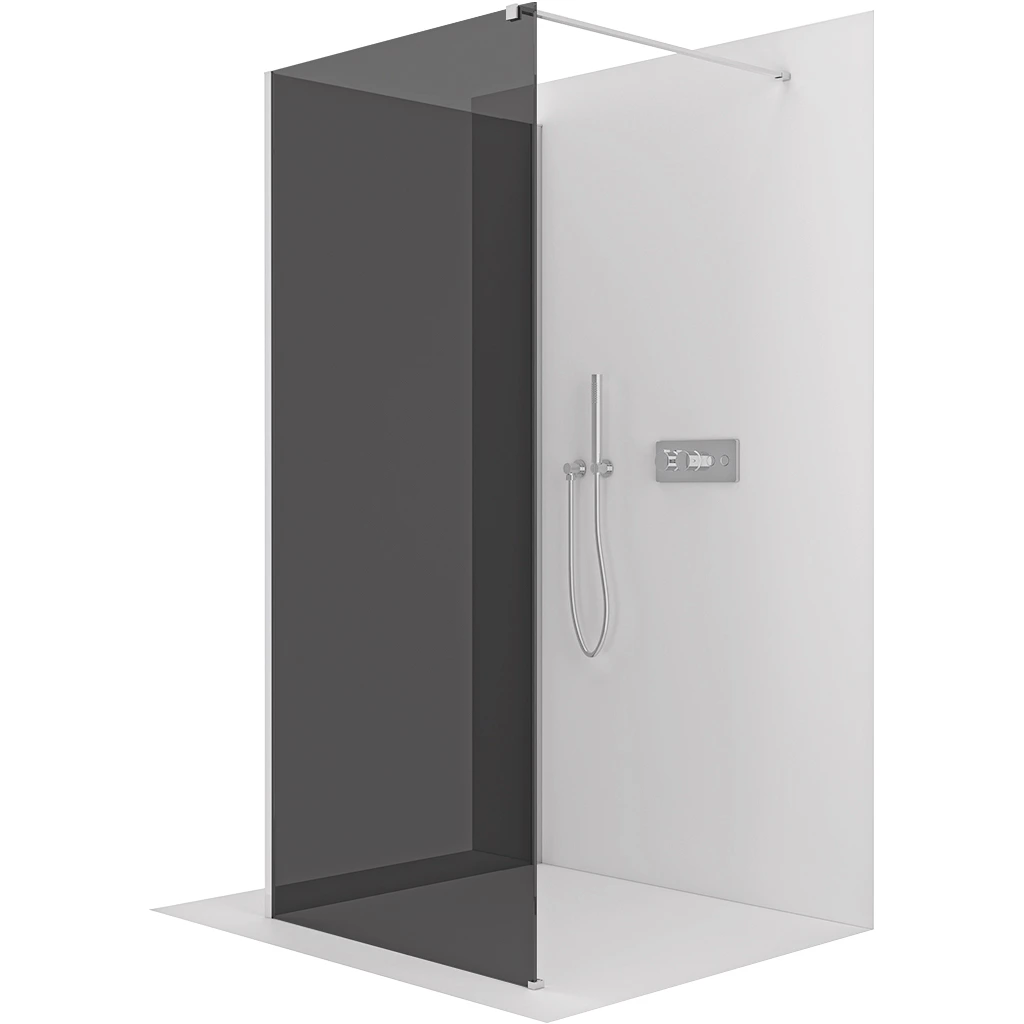 CERANO Sprchová zástěna Walk-in Onyx Corner Cube L/P 8 mm hranatá vzpěra chrom, grafitové sklo 50x40x200 CER-8050BD72345