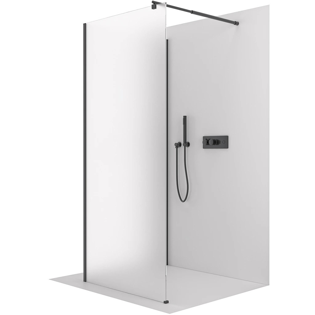 CERANO Sprchová zástěna Walk-in Onyx Corner Round L/P 8 mm kulatá vzpěra černá matná, mléčné sklo 80x90x200  CER-670268