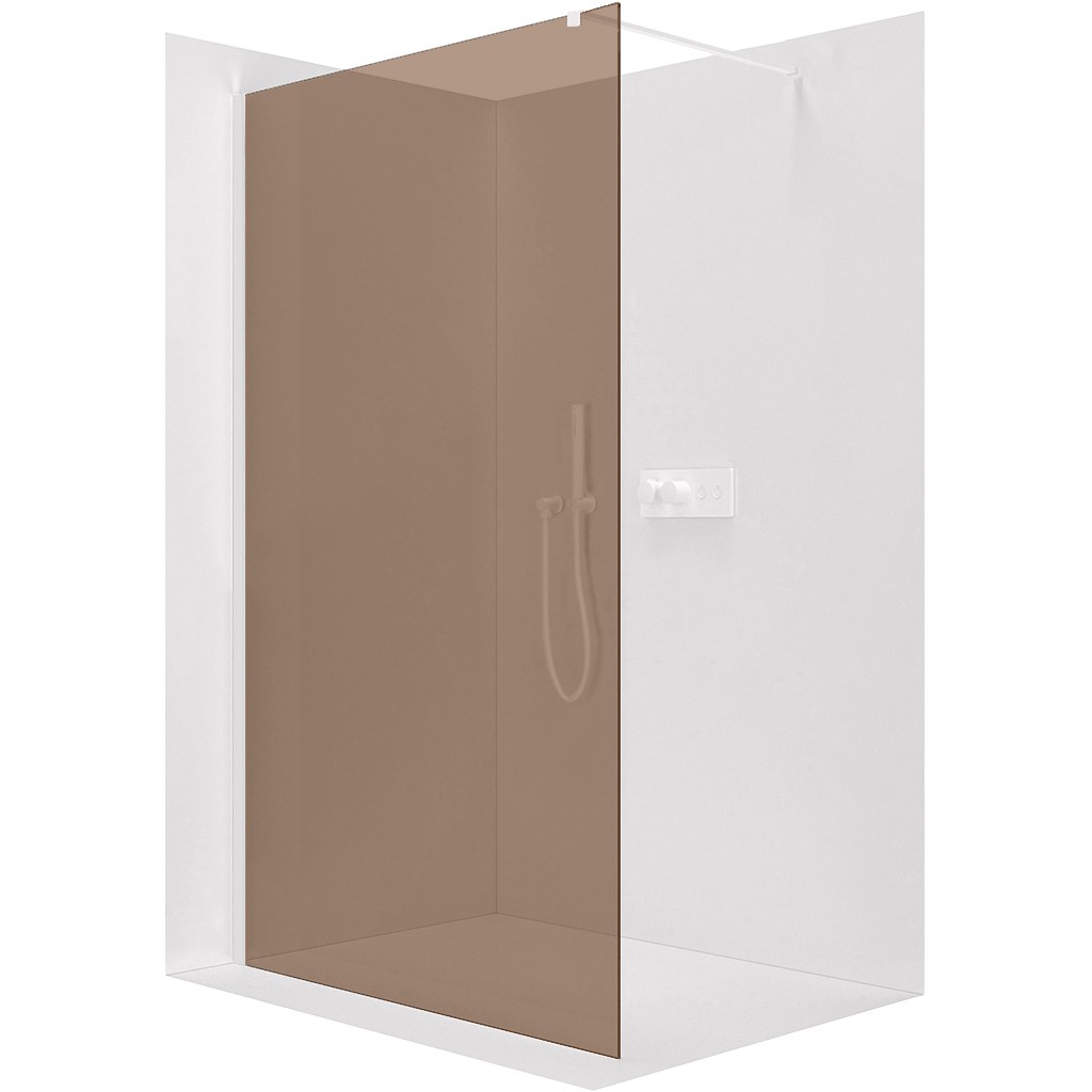CERANO Sprchová zástěna Walk-in Onyx Cube L/P 8 mm hranatá vzpěra bílá matná, bronzové sklo 150x200 CER-686599