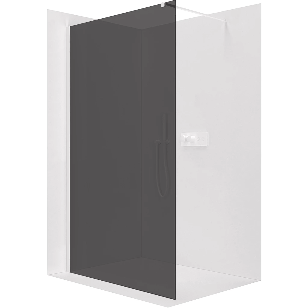 CERANO Sprchová zástěna Walk-in Onyx Cube L/P 8 mm hranatá vzpěra bílá matná, grafitové sklo 40x200  CER-8050BD71915
