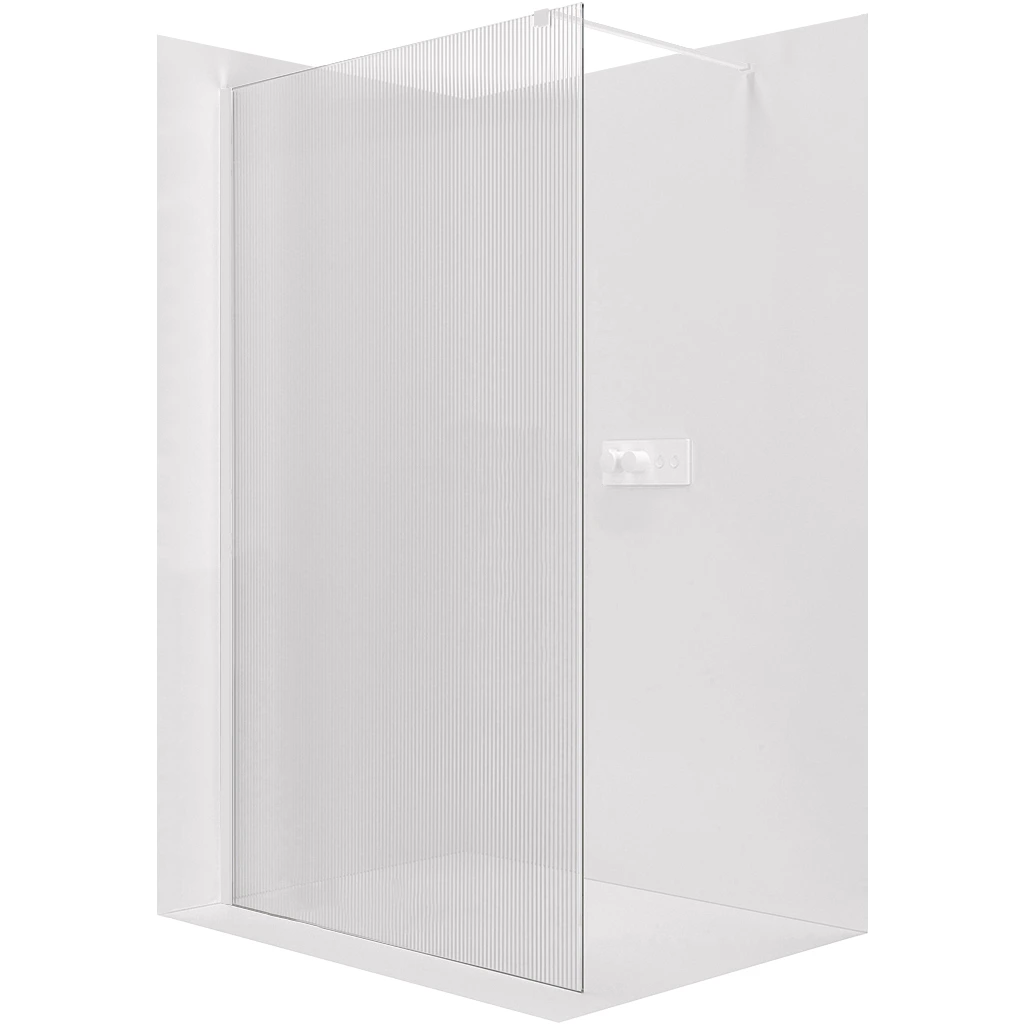 CERANO Sprchová zástěna Walk-in Onyx Cube L/P 8 mm hranatá vzpěra bílá matná, rýhované sklo 60x200 CER-8050BD564