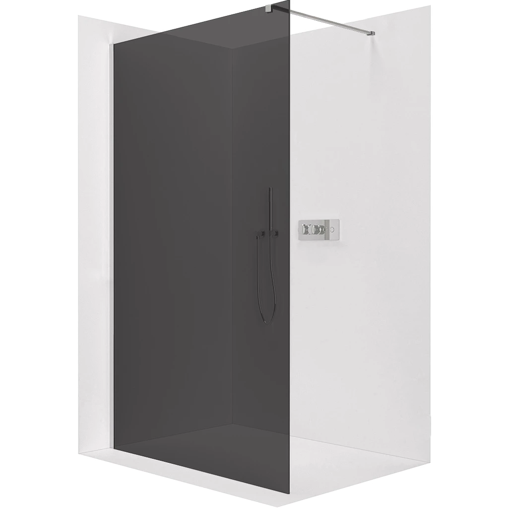 CERANO Sprchová zástěna Walk-in Onyx Cube L/P 8 mm hranatá vzpěra chrom, grafitové sklo 40x200  CER-8050BD71925