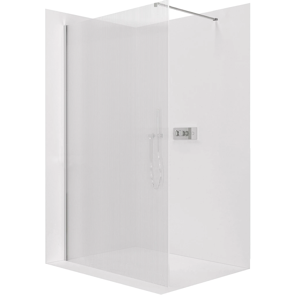 CERANO Sprchová zástěna Walk-in Onyx Cube L/P 8 mm hranatá vzpěra chrom, rýhované sklo 60x200 CER-8050BD588