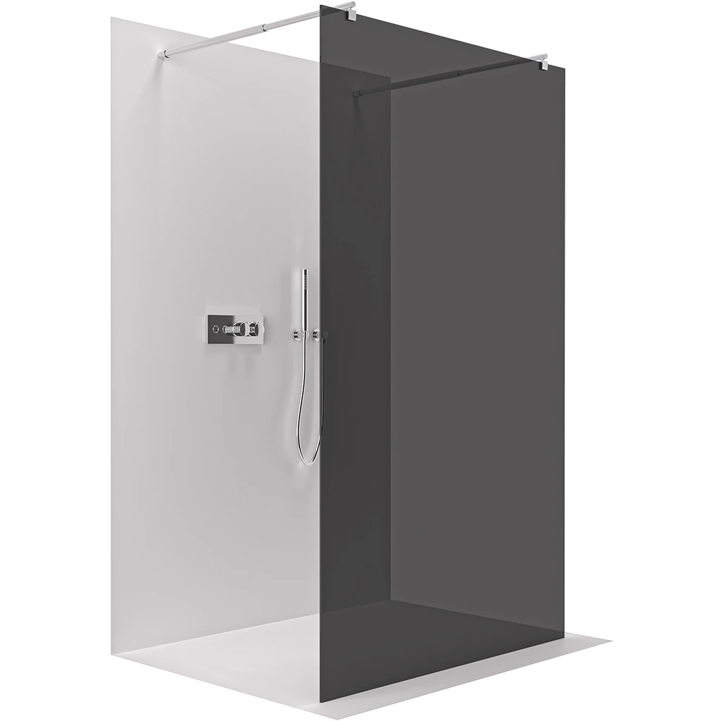 CERANO Sprchová zástěna Walk-in Onyx Duo L/P 10 mm kulatá vzpěra chrom, grafitové sklo 130x200  CER-8050BD71681