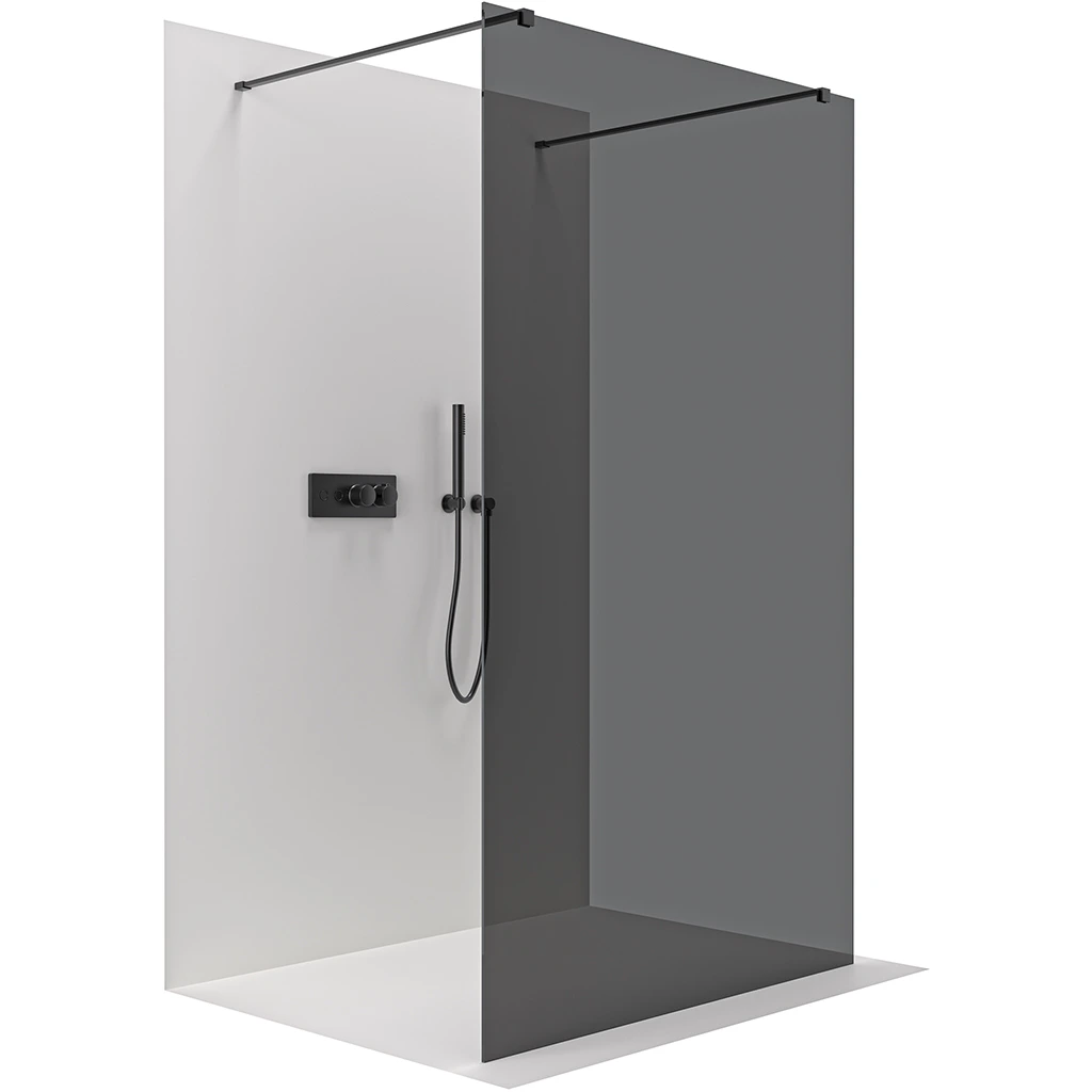 CERANO Sprchová zástěna Walk-in Onyx Duo L/P 8 mm hranatá vzpěra černá matná, grafitové sklo 50x200 CER-8050BD2016