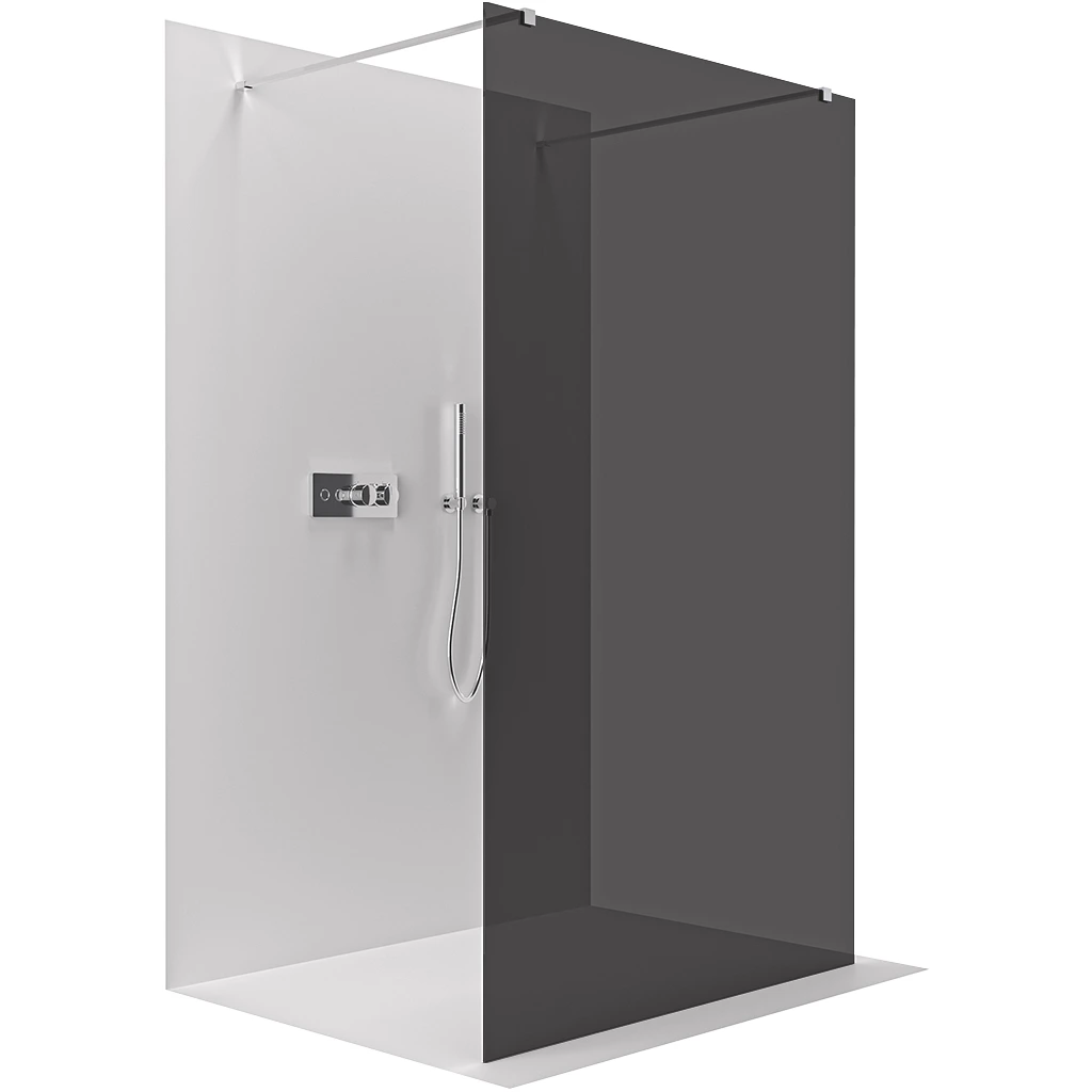 CERANO Sprchová zástěna Walk-in Onyx Duo L/P 8 mm hranatá vzpěra chrom, grafitové sklo 50x200  CER-8050BD1756