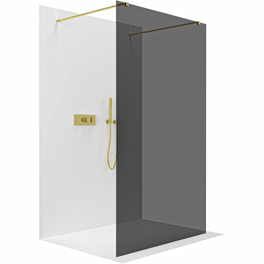 CERANO Sprchová zástěna Walk-in Onyx Duo L/P 8 mm hranatá vzpěra zlatá, grafitové sklo 50x200  CER-8050BD1768