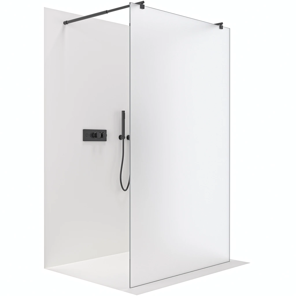 CERANO Sprchová zástěna Walk-in Onyx Duo L/P 8 mm kulatá vzpěra černá matná, mléčné sklo 70x200  CER-8050BD2226