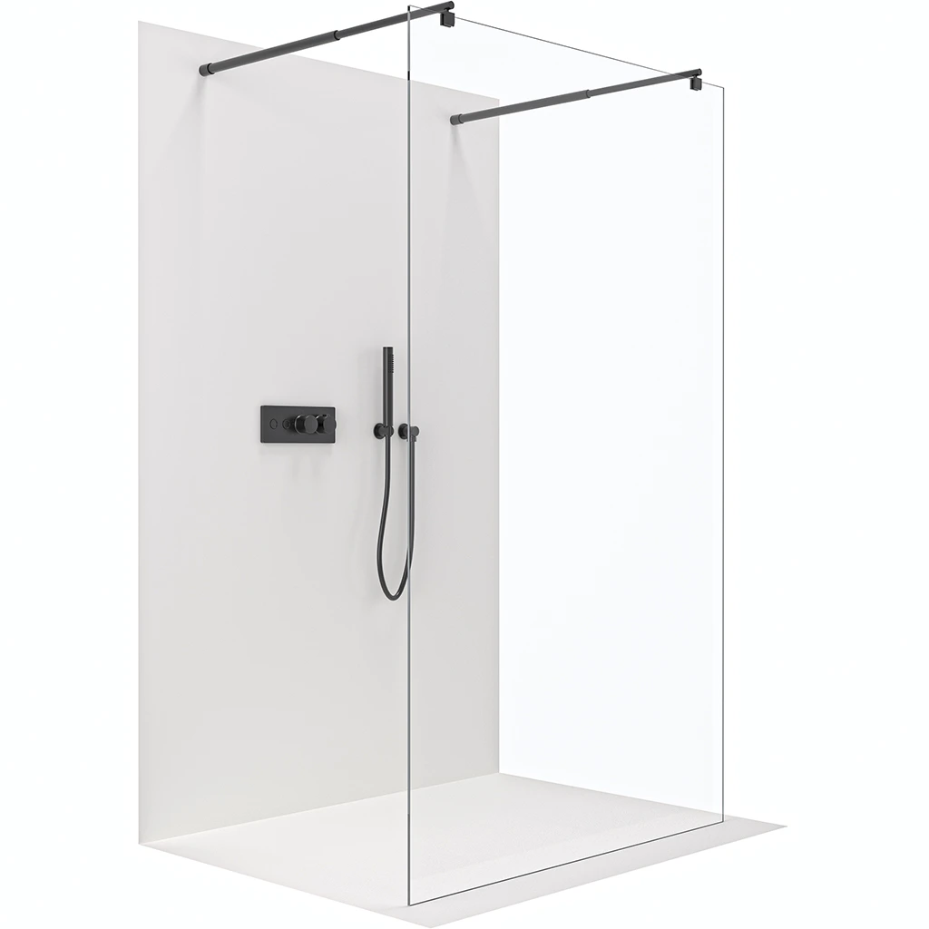 CERANO Sprchová zástěna Walk-in Onyx Duo L/P 8 mm kulatá vzpěra černá matná, transparentní sklo 60x200  CER-8050BD2365