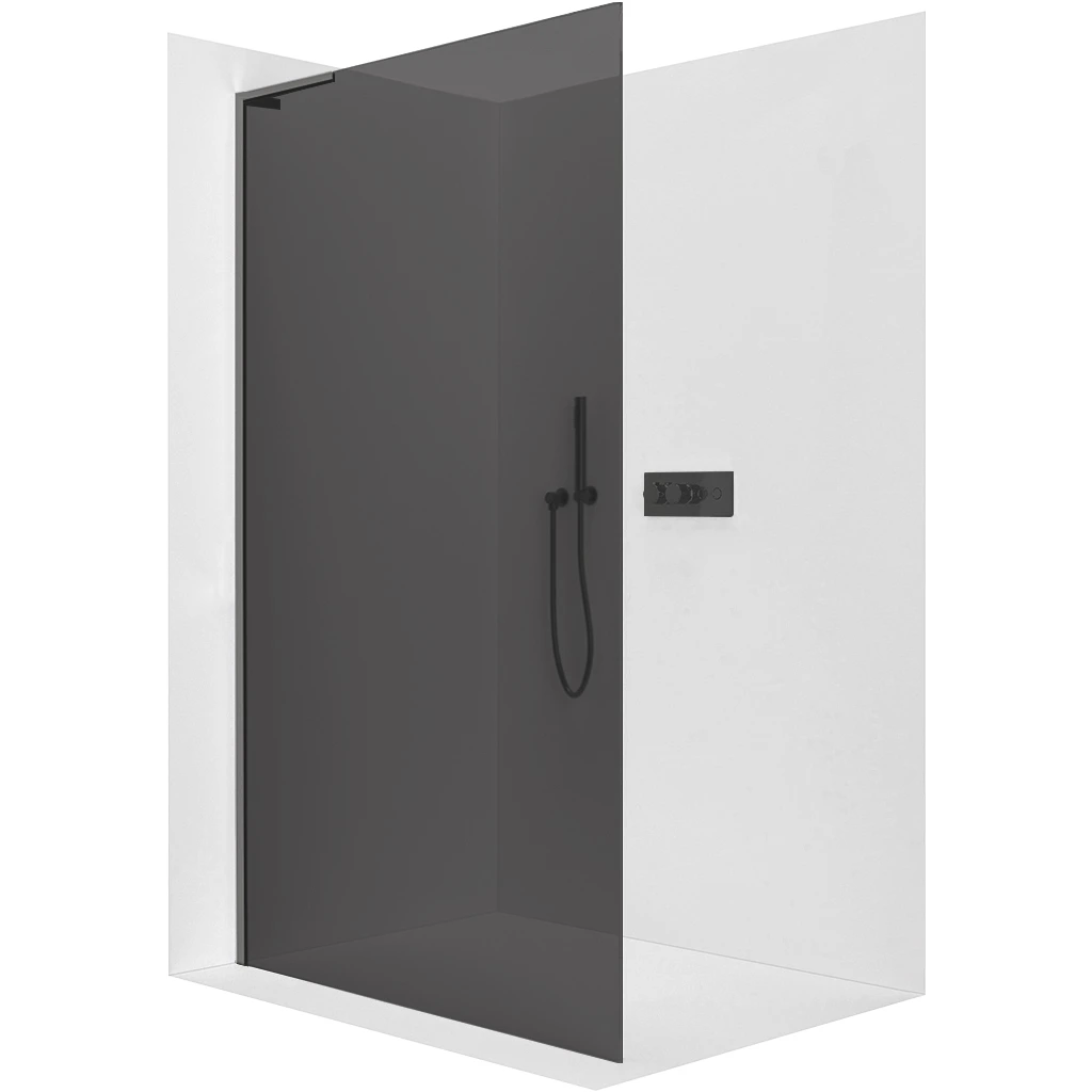 CERANO Sprchová zástěna Walk-in Onyx L-levá vzpěra 10 mm černá matná, grafitové sklo 110x200  CER-8050BD73111