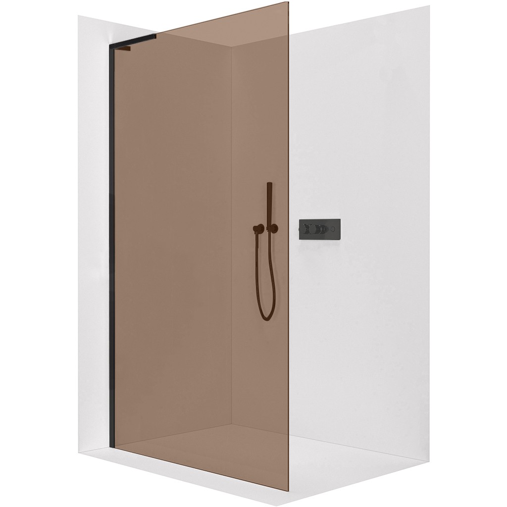 CERANO Sprchová zástěna Walk-in Onyx L-levá vzpěra 8 mm černá matná, bronzové sklo 140x200 CER-687982