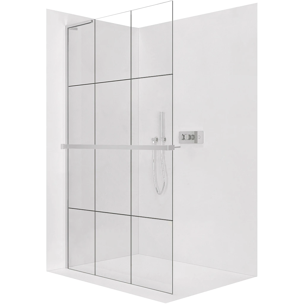 CERANO Sprchová zástěna Walk-in Onyx L-levá vzpěra 8 mm + polička/držák na ručníky chrom, industriální sklo 110x200  CER-8050BD1362