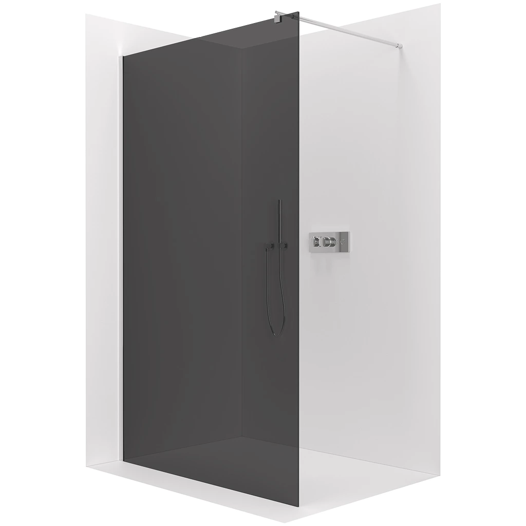 CERANO Sprchová zástěna Walk-in Onyx Round L/P 10 mm kulatá vzpěra chrom, grafitové sklo 110x200 CER-8050BD8165