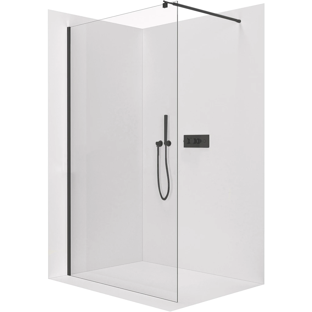 CERANO Sprchová zástěna Walk-in Onyx Round L/P 6 mm černá matná, transparentní sklo 120x190 CER-670879