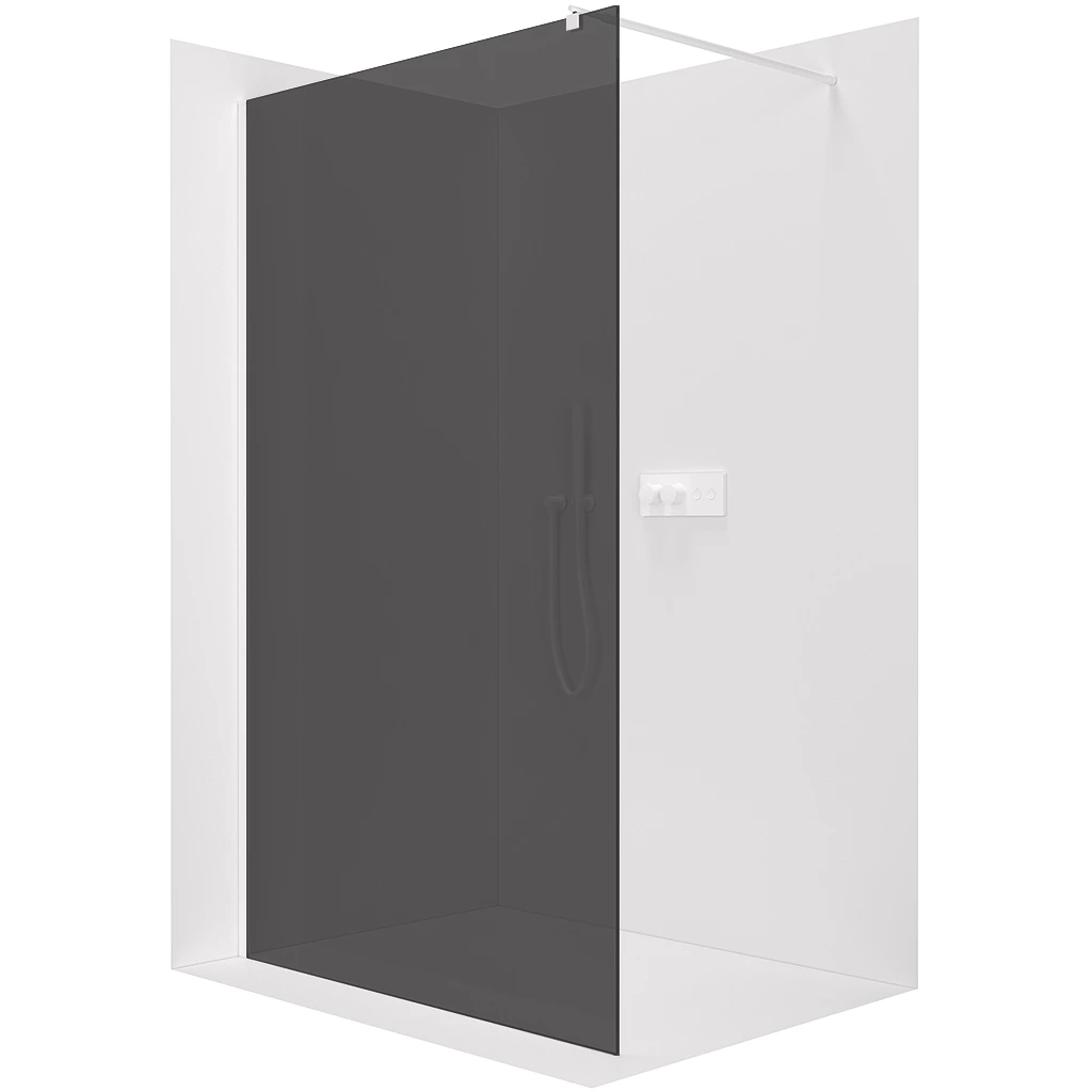 CERANO Sprchová zástěna Walk-in Onyx Round L/P 8 mm kulatá vzpěra bílá matná, grafitové sklo 60x200 CER-8050BD192