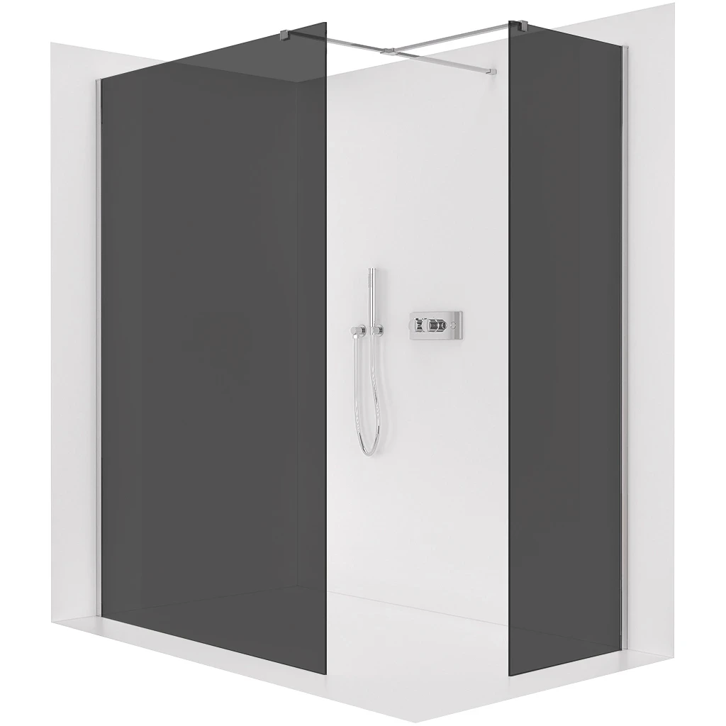 CERANO Sprchová zástěna Walk-in Onyx T L/P 8 mm hranatá vzpěra chrom, grafitové sklo 150x70x200  CER-8050BD2444