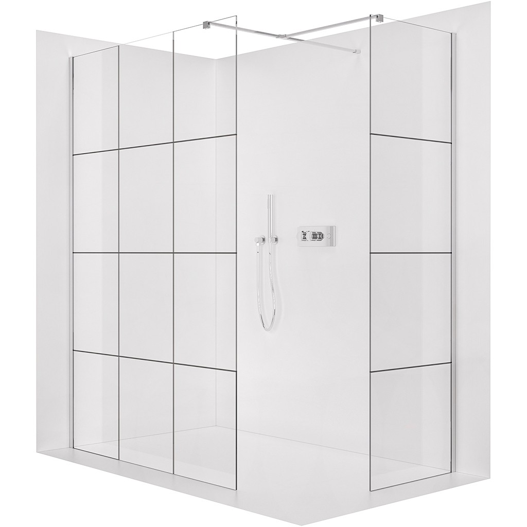 CERANO Sprchová zástěna Walk-in Onyx T L/P 8 mm hranatá vzpěra chrom, industriální sklo 160x90x200  CER-8050BD2743