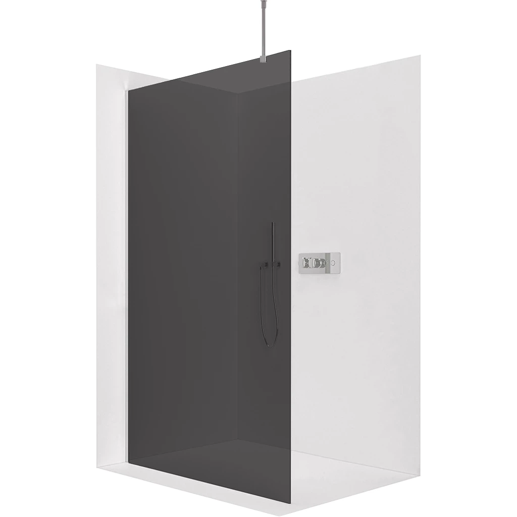 CERANO Sprchová zástěna Walk-in Onyx Top Round L/P 10 mm kulatá vzpěra chrom, grafitové sklo 110x200  CER-8050BD78164
