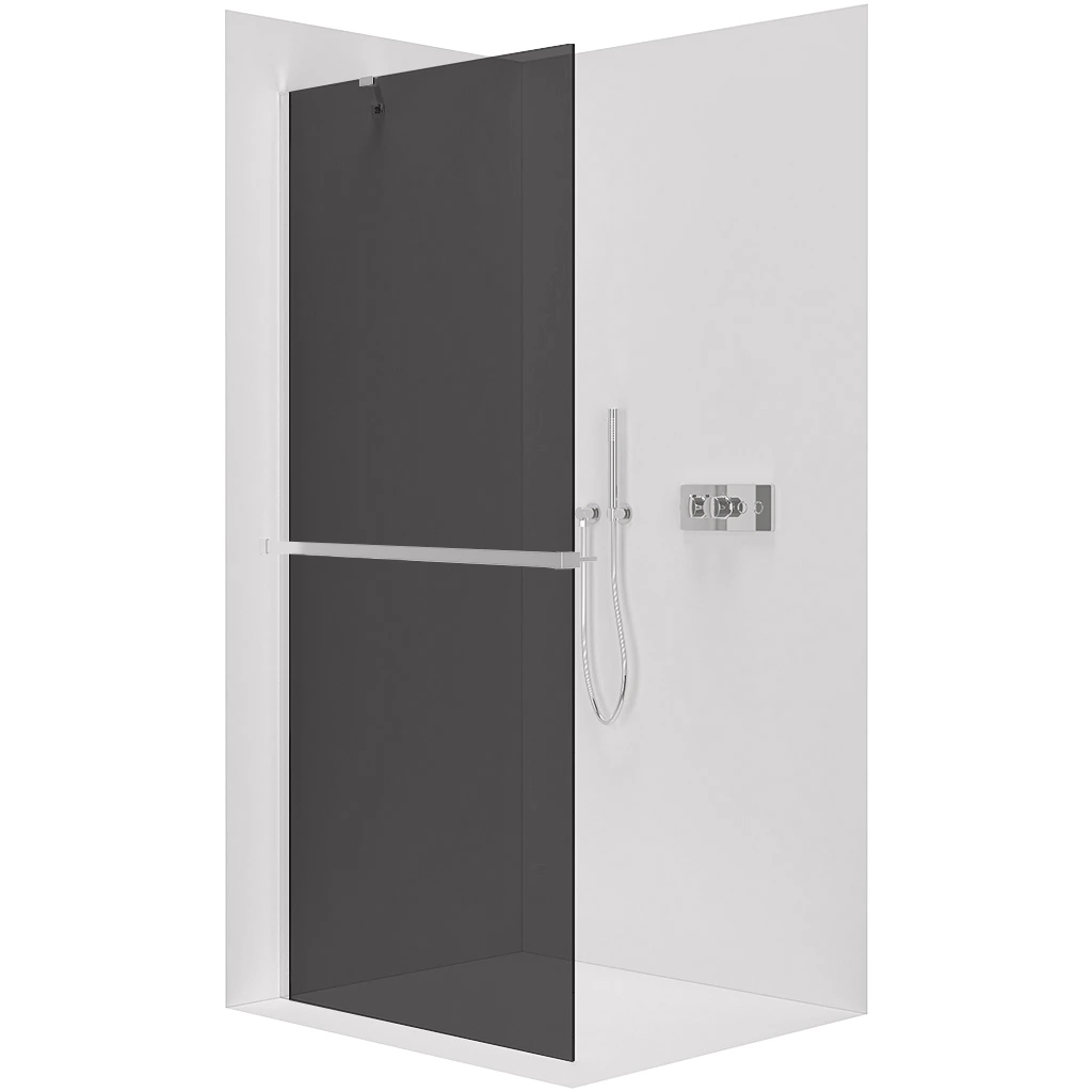 CERANO Sprchová zástěna Walk-in Onyx Y L/P 10 mm + polička/držák na ručníky chrom, grafitové sklo 90x200 CER-8050BD8666