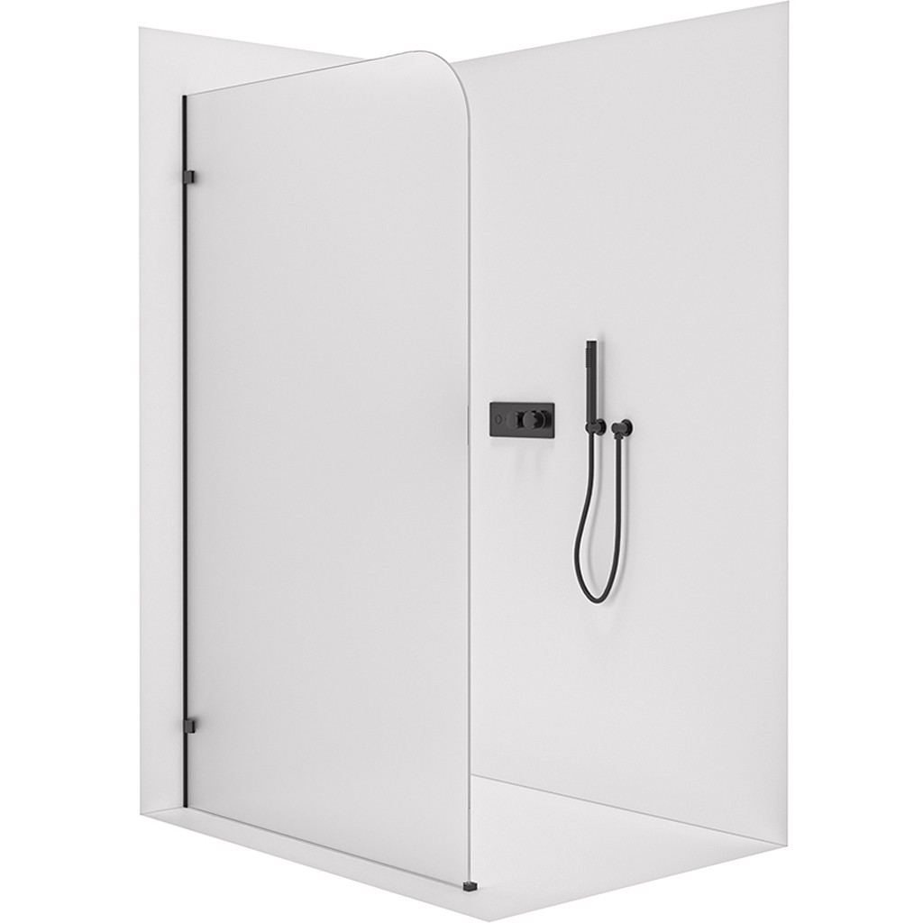 CERANO Sprchová zástěna Walk-in Orbis Levá 8 mm černá matná, mléčné sklo 80x200  CER-682144